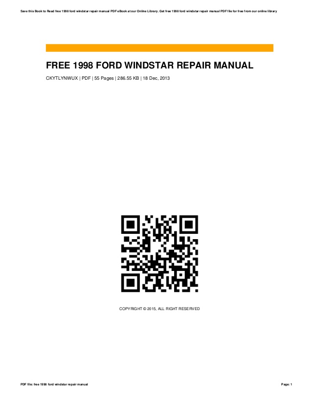 1998 Ford Windstar Service Manual Download